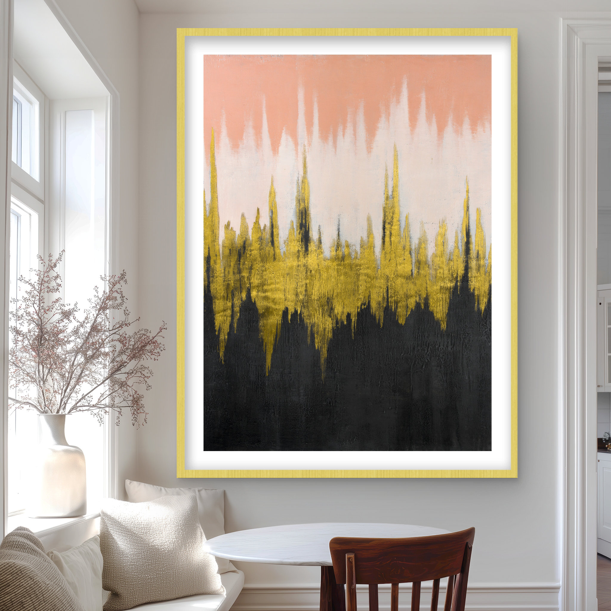 Lark Manor™ Abstract Zigzag - Gold Contemporary Framed Matted
